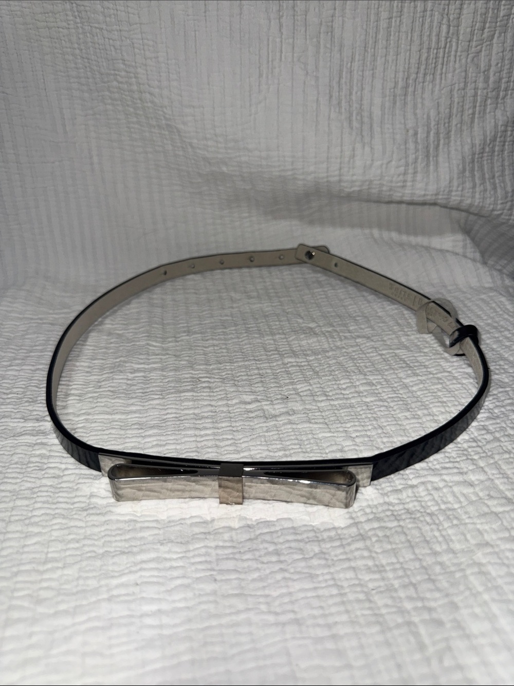 White House Black Market Black Belt with Silver Bow Accent